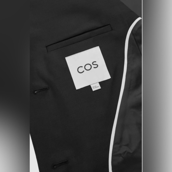 COS Longline Tailored Waistcoat Black Wool Sleeveless Jacket Coat Vest Size 8 - Picture 11 of 12